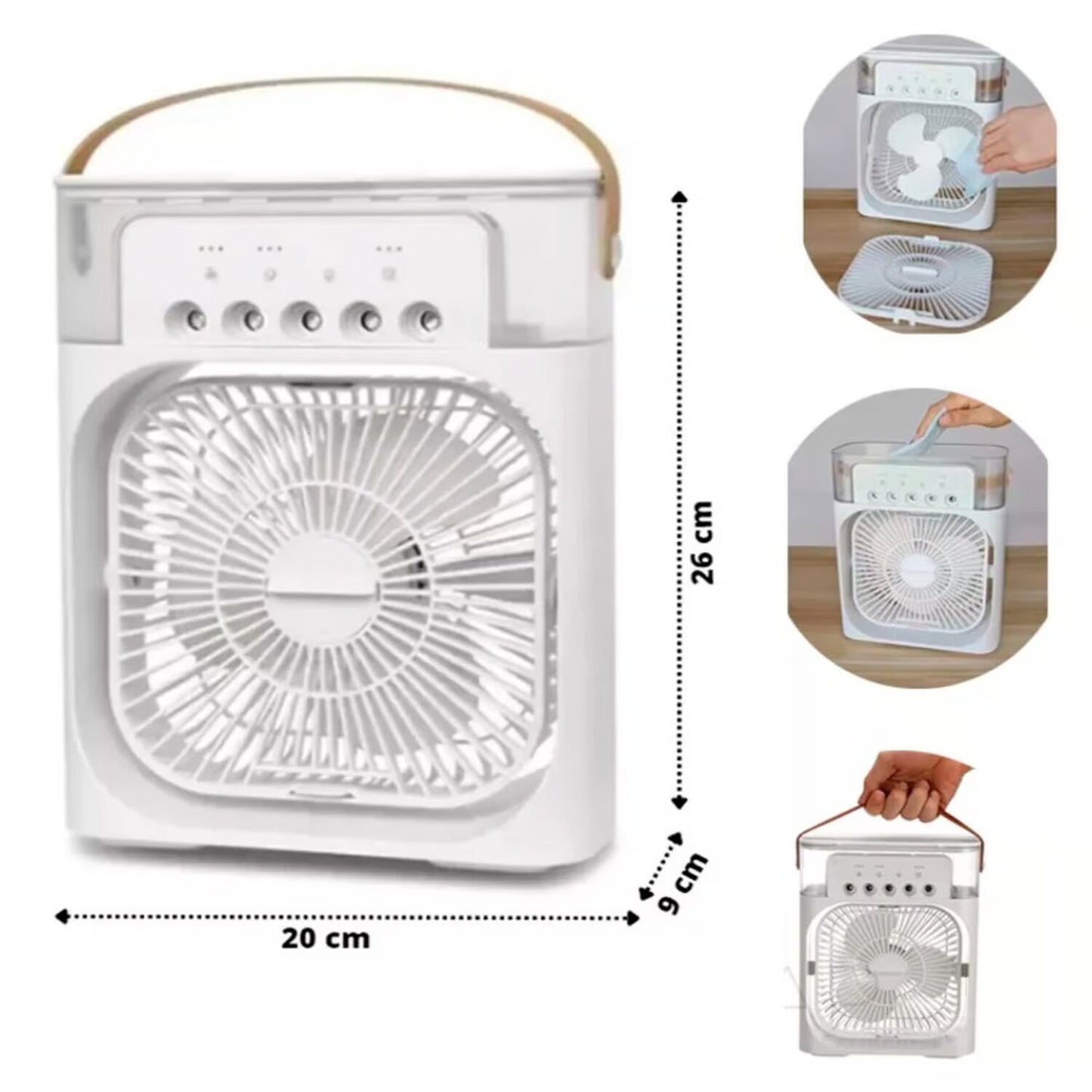 Ventilador Portátil Humidificador Aire Acondicionado 3 en 1 Blanco