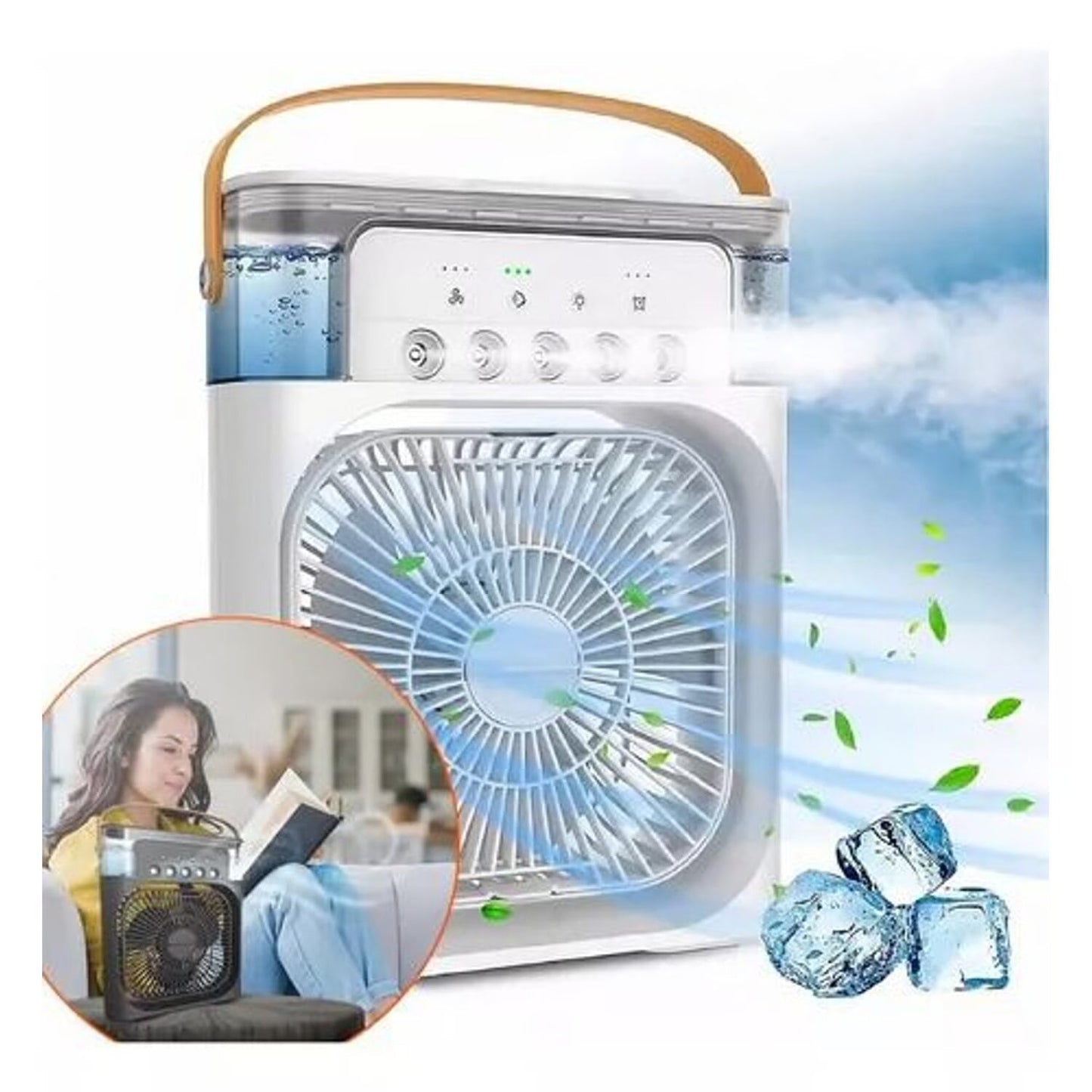 Ventilador Portátil Humidificador Aire Acondicionado 3 en 1 Blanco