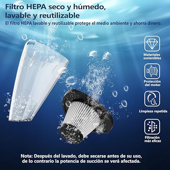 Aspirador de Mano, 120W|Mini Aspiradora Portátil Recargable de Mano Inalámbrica